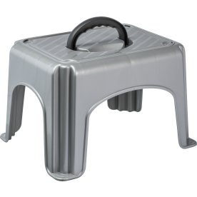 Trappstolpe med handtag, silver/svart