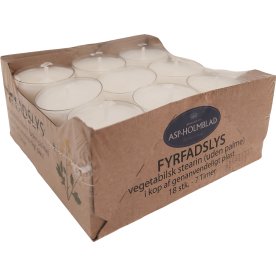Värmeljus i plastkopp, veg.stearin, vit, 18 st.