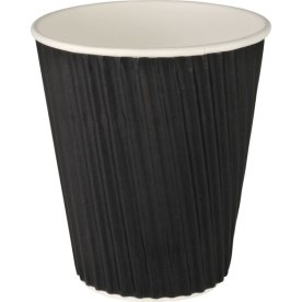 Pappersmugg, räfflad, svart, 36 cl, 25 st.