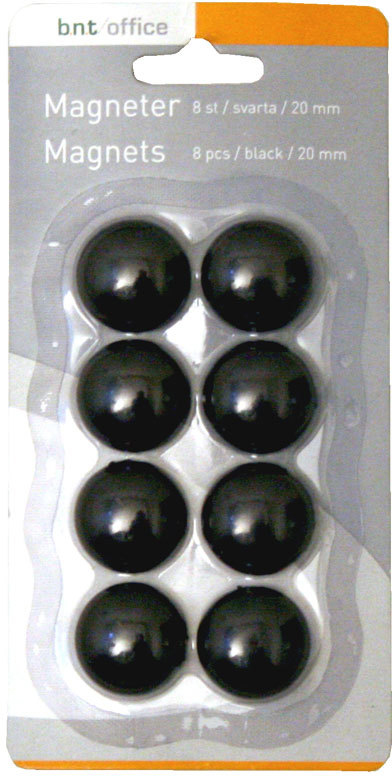 Magneter för whiteboard 20 mm. 8 st, svarta