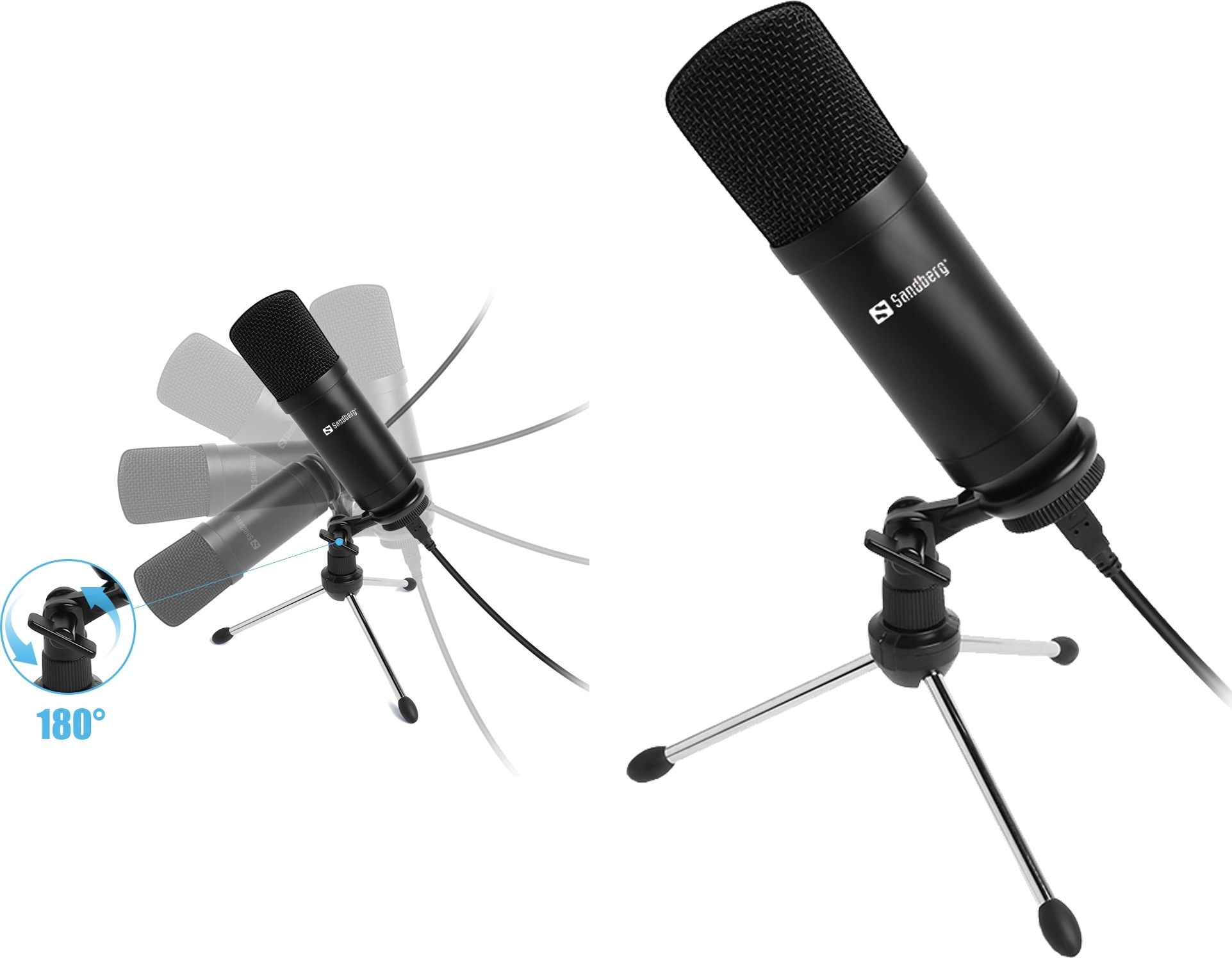 Skrivbordsmikrofon Sandberg Streamer USB Svart
