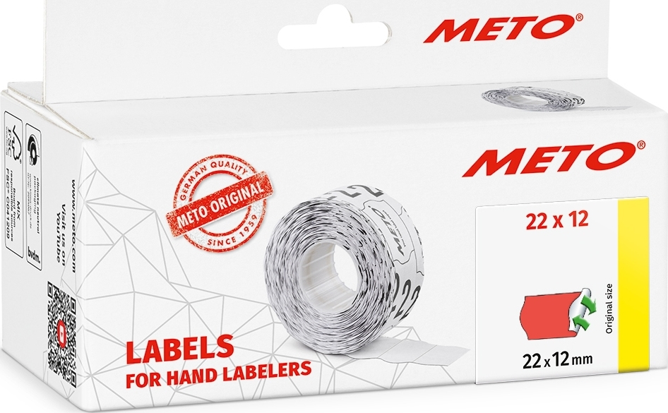 Prisetiketter Meto Avtagbara 22x12 mm Röd 6 rullar